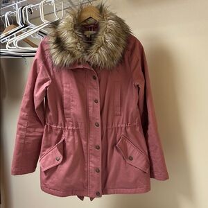 Boden Kentwell Rose Pink US size 8 removable faux fur